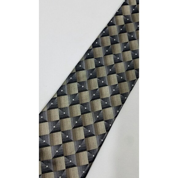Arrow Mens Silk Necktie Diamond Geometric Brown Gray - Picture 2 of 7